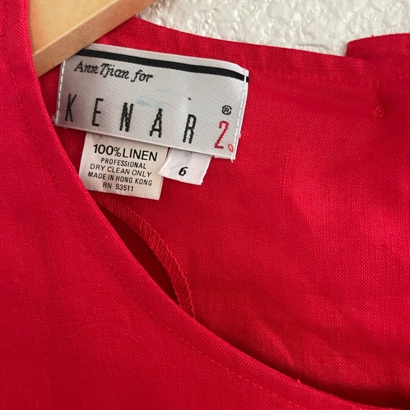 Kenar | Vintage red cap sleeve shoulder pads dress size 6 - Picture 4 of 7